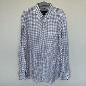 Johnston & Murphy Navy, Maroon, & White Grid Shirt